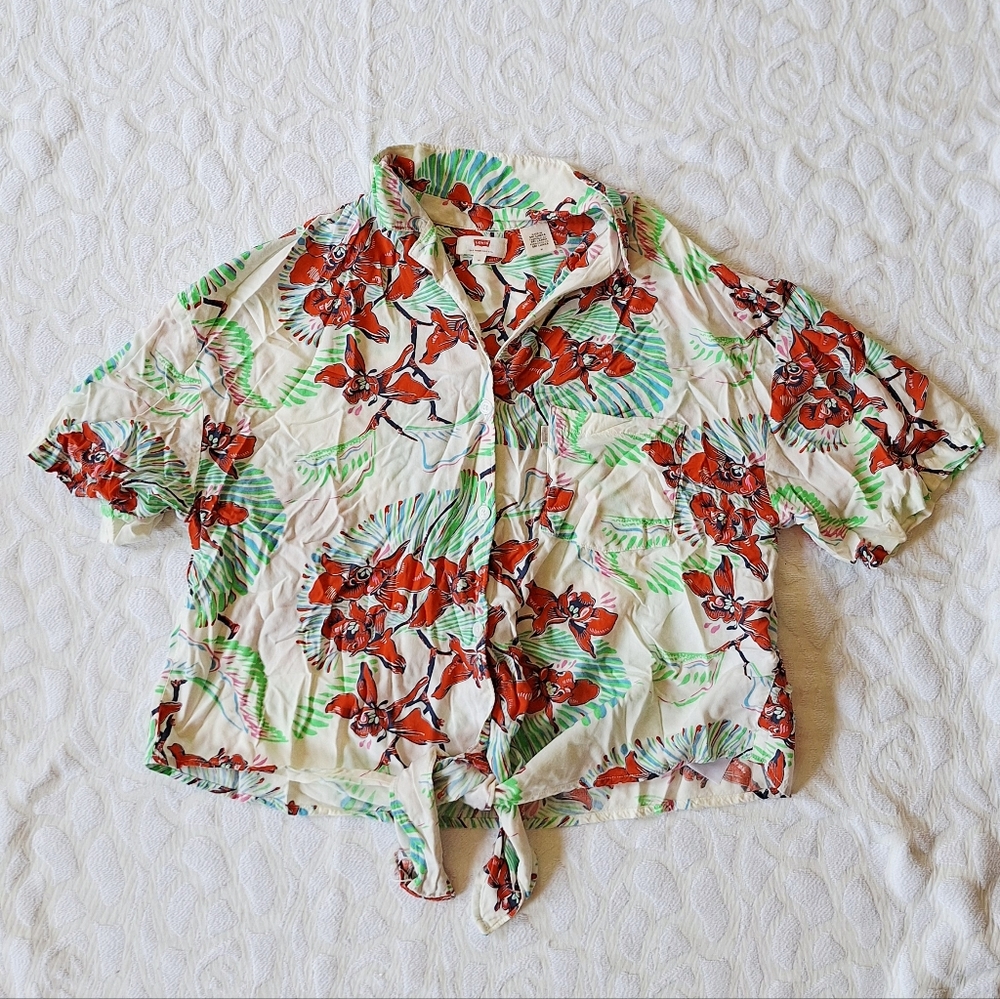 Levi's Tropical Print Button Front Shirt Medium M